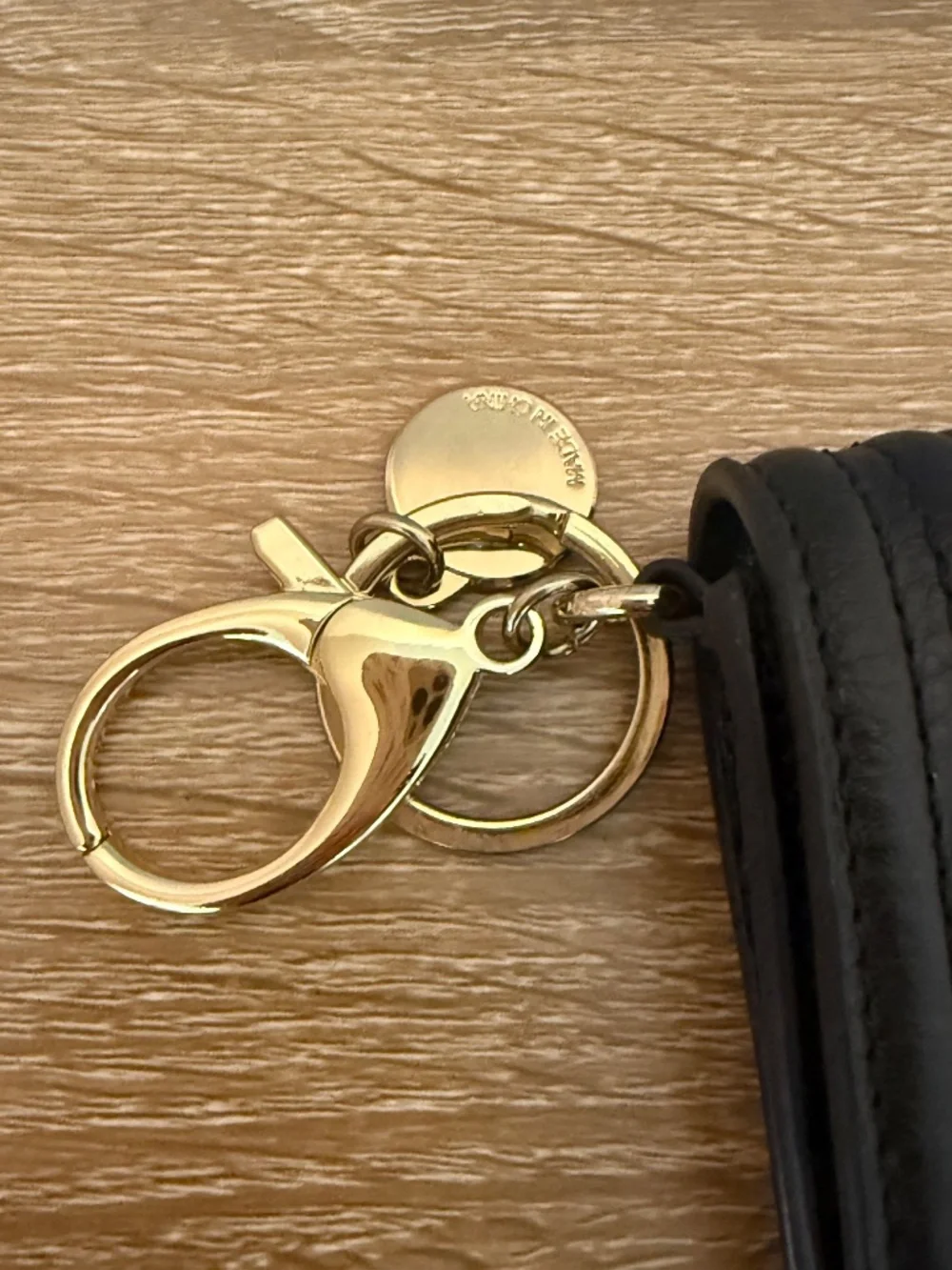 Rebecca Minkoff Wallet Black With Keychain Gold Keychain Hoop